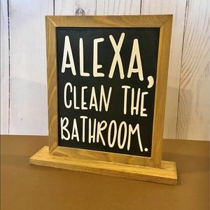 Funny bathroom sign. 4x6 free standing wood frame